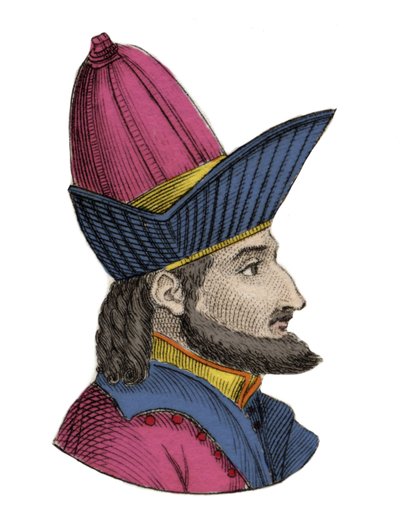 Portrait de Constantin XI (ou XII) Paléologue, dit Dragases (Constantin XI Palaiologos) (1404-1453), empereur byzantin. Gravure du XIXe siècle - Unknown artist