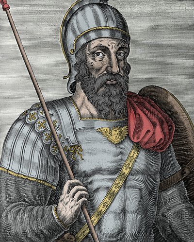 Portrait de Godefroy de Bouillon (1040/61-1100), chevalier franc, un des chefs de la Première Croisade - Gravure 16ème siècle - Unknown artist