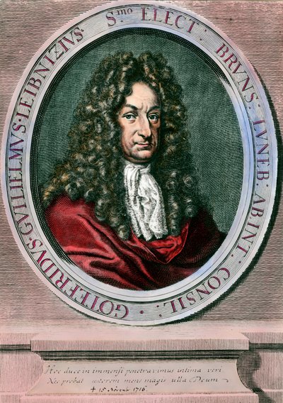 Portrait de Gottfried Wilhelm Leibniz (1646-1716) philosophe et mathématicien allemand. Gravure du 18ème siècle. Collection privée - Unknown artist
