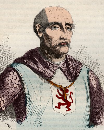 Portrait de Gui ou Guy de Dampierre, comte de Flandre et comte de Namur - Gravure de 1868 dans « Histoire de Belgique depuis les temps primitifs jusqu