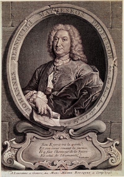 Portrait de Jean Bernoulli (Johann Bernoulli) (1667-1748) mathématicien et physicien suisse. Gravure du XVIIIe siècle - Unknown artist