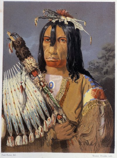 Portrait de Kee-Ake-Saa-Ka-Wow avec le calumet - dans "Wandering of an artist among the indians of north america" par Paul Kane, Longmans & Roberts, Londres - Unknown artist
