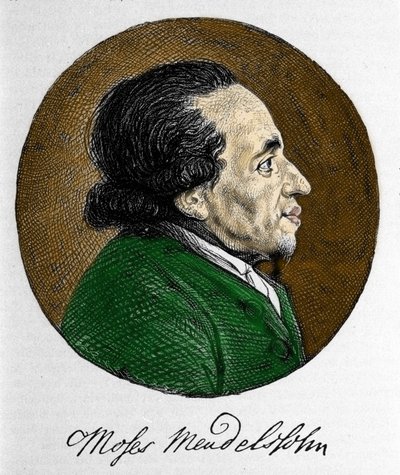 Portrait de Moïse Mendelssohn (1729 - 1786), philosophe et véritable fondateur du judaïsme moderne. Grand-père du musicien Felix Mendelssohn - Unknown artist