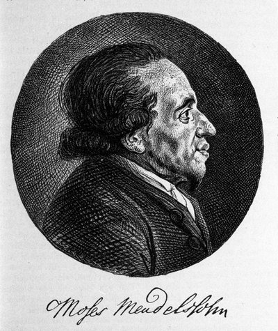 Portrait de Moïse Mendelssohn (1729 - 1786), philosophe et véritable fondateur du judaïsme moderne. Grand-père du musicien Felix Mendelssohn. - Unknown artist