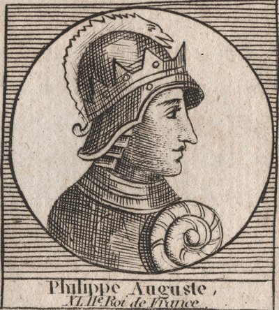 Portrait de Philippe II dit Philippe Auguste (1165-1223) - Philippe Auguste II (1165-1223) Roi de France - gravure de "Instruction sur l