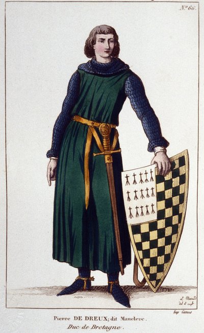 Portrait de Pierre de Dreux, dit Mauclerc, duc en 1213. Gravure de 1830. - Unknown artist