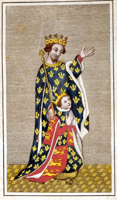 Portrait de Richard III (1452 - 1485) enfant et de son père Richard de York. Gravure de la fin du 18ème siècle. Biblioteca di Brera, Milan - Unknown artist