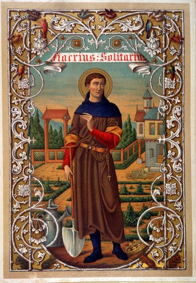 Portrait de Saint Fiacre (jardinier, ermitage près de Meaux), livre n.d. XIXe siècle - Unknown artist