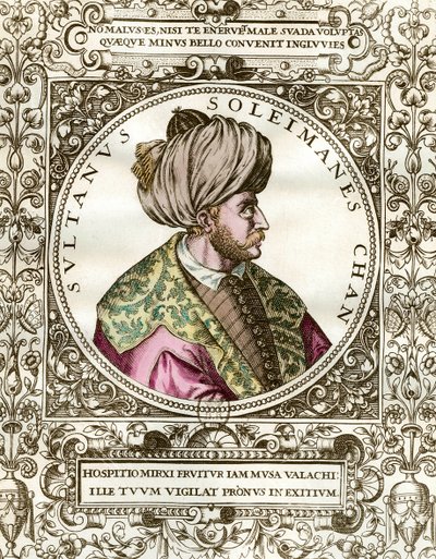 Portrait de Soliman le Magnifique (1494 - 1566) Sultan Ottoman. Gravure du 16ème siècle - Unknown artist