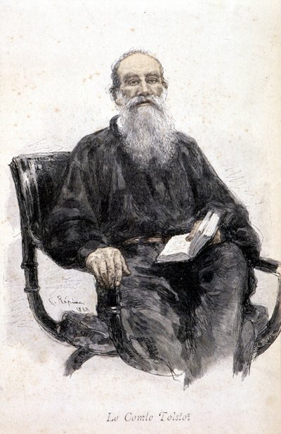 Portrait de Tolstoï, gravure 1888 - Unknown artist