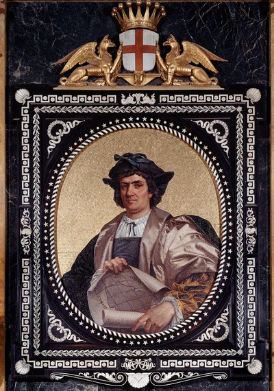 Portrait du navigateur italien Christophe Colomb (Christophe Colomb, Cristoforo Colombo, Cristóbal Colón) (1451-1506) Mosaïque - Unknown artist