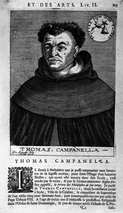 Portrait du philosophe italien Tommaso Campanella (1568-1639). Feuille d