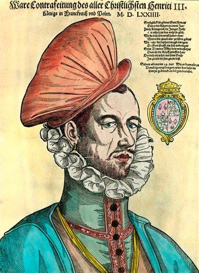 Portrait du roi de France Henri III (1551 - 1589). Gravure du XVIe siècle - Unknown artist