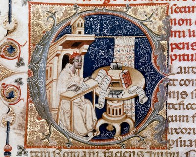Portrait du moine copiste Ugo de Florence (Miniature, vers 1320) - Unknown artist