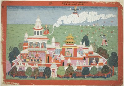 Pradyumna entre dans le palais du démon Sambar et le défie au combat, page d