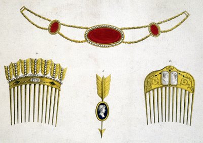 Peignes et épingles précieux, vers 1810 - Unknown artist