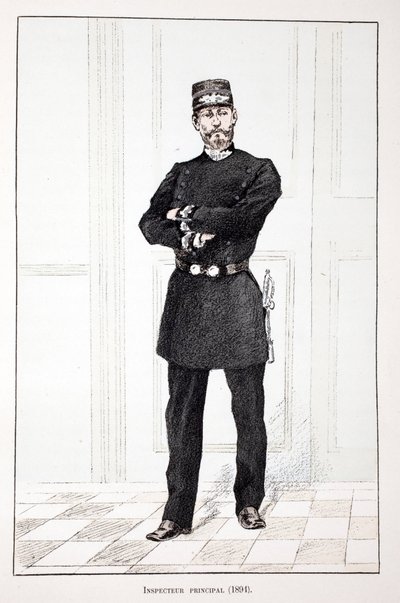 Inspecteur principal (1894). Eau-forte en couleurs pour illustrer "Histoire du corps des gardiens de la paix" - Unknown artist
