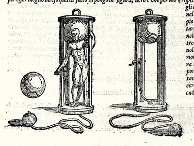 Projet du premier scaphandre de Nicoli Fontana dit Tartaglia en 1551. Gravure du XVIe siècle. - Unknown artist