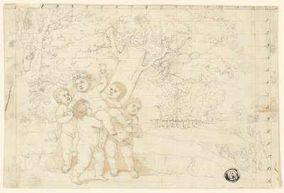 Putti portant le jeune Bacchus - Unknown artist