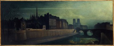 Quai des Orfèvres, Pont Saint-Michel, Notre-Dame, vers 1860; effet de nuit, actuels 1er et 4e arrondissements - Unknown artist