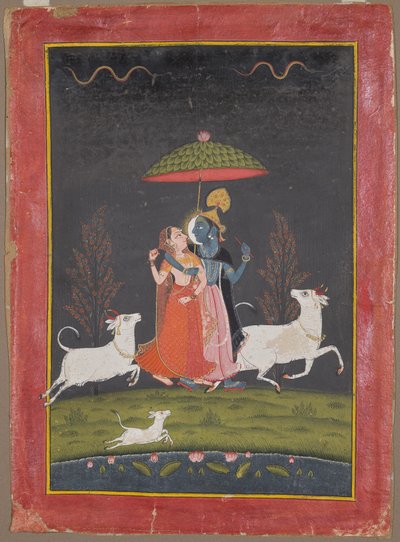 Radha et Krishna sous la pluie - Unknown artist