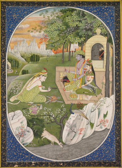 Rama, Sita et Lakshmana dans la forêt, page du Ramayana (Contes du dieu Rama) - Unknown artist