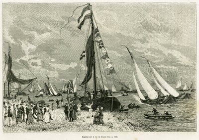 Régates sur le lac Sneek (Pays-Bas). Gravure pour illustrer l
