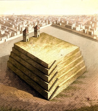 Représentation de Tenochtitlan, ancienne capitale aztèque détruite par Hernan Cortes (1485-1547) en 1521. Dessin. 18ème siècle. - Unknown artist