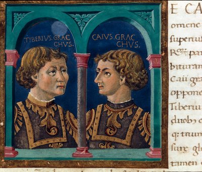 Représentation de Tiberius Sempronius Gracchus (162-133 av. J.-C.) et de son frère Caius Sempronius Gracchus (154-122 av. J.-C.) surnommés les Gracques, hommes d