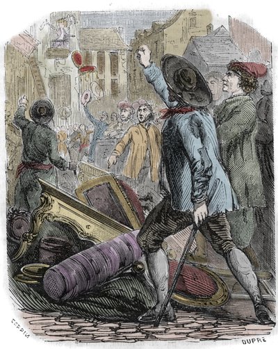 Émeutes de Réveillon entre le 26 et le 29 avril 1789 - Révolution française : affaire Réveillon - "Pillage de la fabrication de papiers peints Jean Baptiste de Réveillon le 28 avril 1789" - Une émeute parisienne a saccagé l