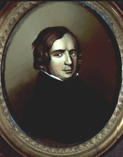 Risorgimento : Portrait du politicien et philosophe italien Vincenzo Gioberti (1801-1852). Miniature sur ivoire anonyme. Museo del Risorgimento Milan - Unknown artist