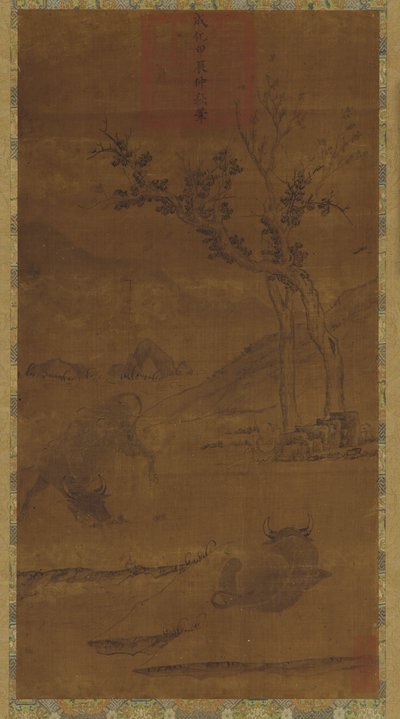 Paysage fluvial : Deux buffles d