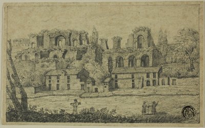 Paysage fluvial avec ruines romaines - Unknown artist