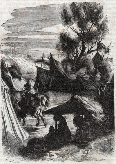 Roland dans le camp sarrasin - gravure de 1851 de « Roland furieux » - Unknown artist