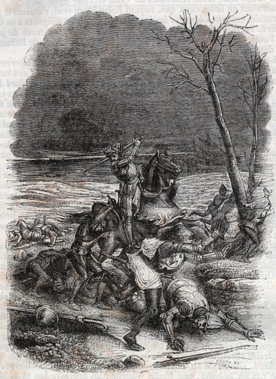 Roland massacre le peuple de Cymosque - gravure de 1851 de « Roland furieux » - Unknown artist
