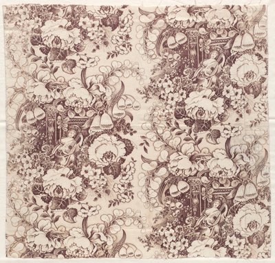 Coton imprimé avec motif de femme jouant du luth - Unknown artist