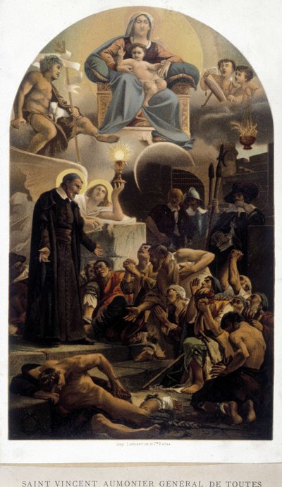Saint Vincent de Paul aumônier général des pauvres (avec la Vierge et l