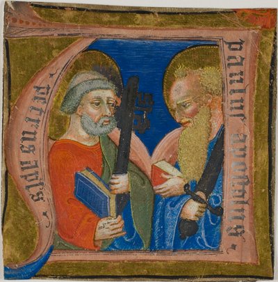 Saints Pierre et Paul dans une initiale "N" historiée provenant d
