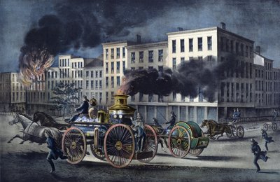 Scène de la vie quotidienne des pompiers américains - Unknown artist