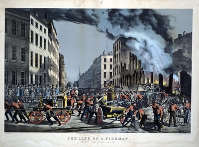 Scène de la vie quotidienne des pompiers américains - Unknown artist
