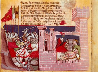 Scène de la bataille de Roncevaux en 778. Bataille entre l