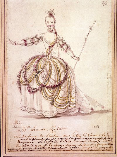 Scénographie : dessin de costume pour la pastorale « Zais » de Jean-Philippe Rameau 1761. Aquarelle - Unknown artist