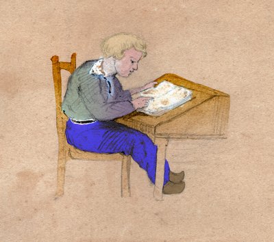 Écolier au travail (dessin, vers 1830) - Unknown artist