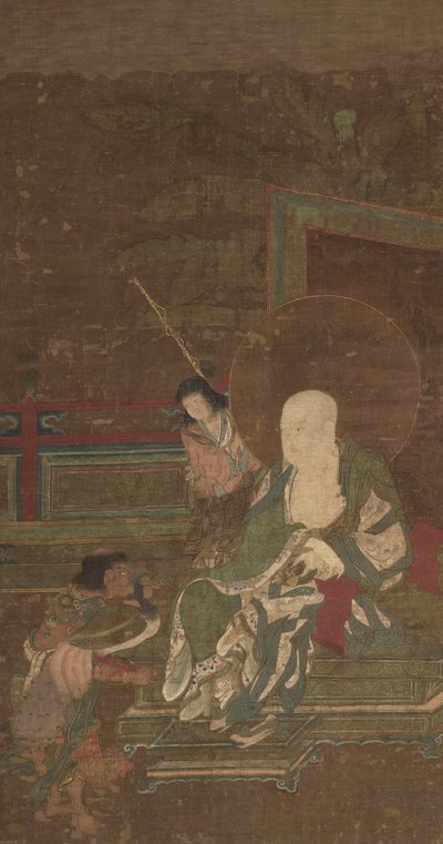 Arhat assis avec deux assistants - Unknown artist