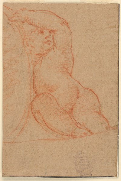 Enfant assis soutenant un médaillon - Unknown artist