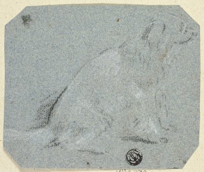 Chien assis de profil - Unknown artist