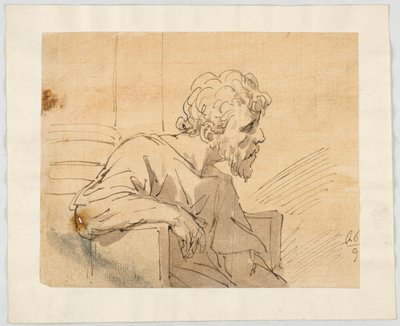 Homme assis avec barbe - Unknown artist
