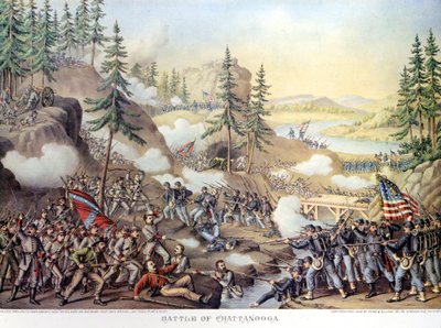 Guerre de Sécession (1861 - 1865) ou guerre civile américaine : 24-25/11/1863 : après deux jours de bataille à Chattanooga, Tennessee, victoire de l