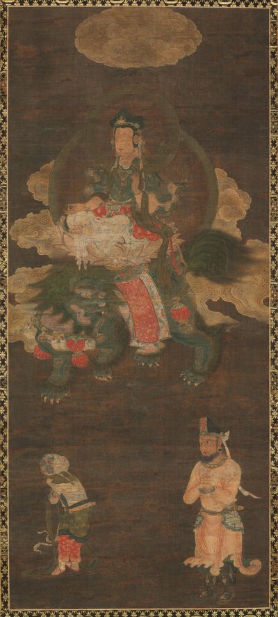 Triade de Shakyamuni : Bouddha assisté par Manjushri et Samantabhadra (Bodhisattva avec lion) - Unknown artist