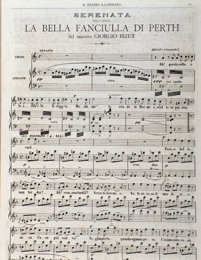 Page de partition pour La jolie fille de Perth, opéra de Georges Bizet - Unknown artist
